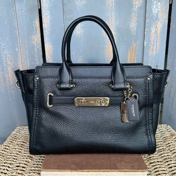 Coach Swagger 27 Satchel Leather Black - Picture 1 of 16